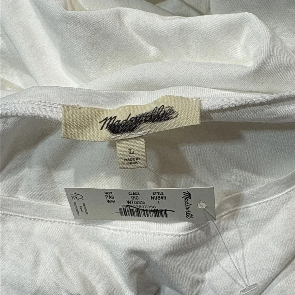 NWT Madewell White Puff-Sleeve Drop-Shoulder Knit Top